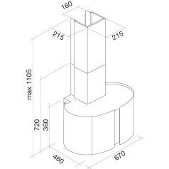   FALMEC OUTLET - Páraelszívó MIRABILIA Round 67 inox T80 LED + MIRABILIA üveg TORCELLO 67 - Kiállított bemutató termék!