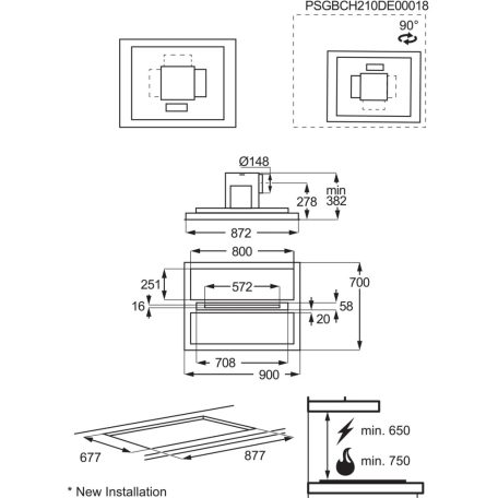 AEG DCE5960HM  - KORLÁTOTOTT KÉSZLET! - Ceiling Hood 7000 90 cm
