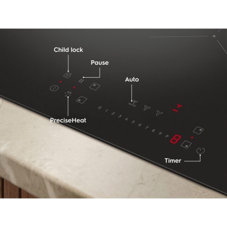Electrolux ECC83410CK beépíthető indukciós főzőlap beépített páraelszívóval, Bridge funkció, 80 cm