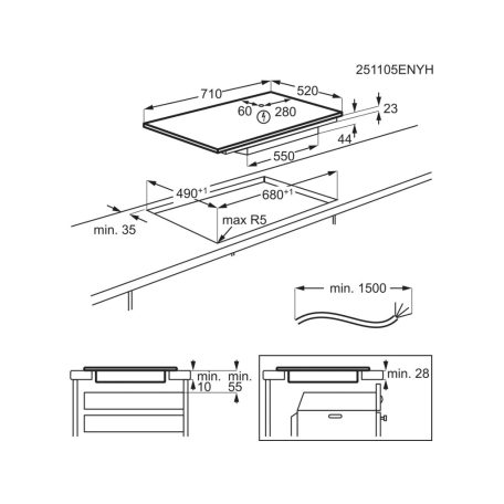 Electrolux EIV734 Beépíthető Indukciós főzőlap, 70 cm