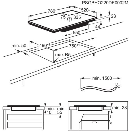 Electrolux EIV84550 Beépíthető indukciós főzőlap, 80 cm