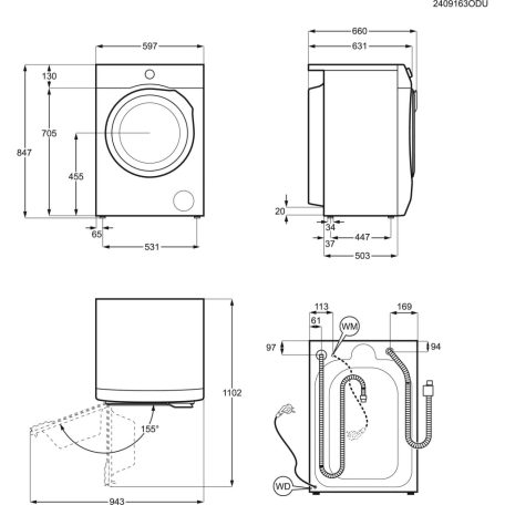 Electrolux EW8W4402QE szabadonálló Mosó-szárítógép gőzprogrammal kondenzációs szárítás