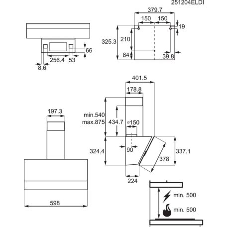 Electrolux LFV636K beépíthető kürtős páraelszívó, 60 cm