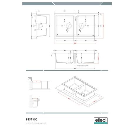 ELLECI - Mosogatótálca Best 450 G68 Bianco
