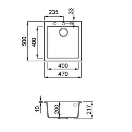 ELLECI - Mosogatótálca Quadra 102 UM G68 Bianco munkalap alá szerelhető