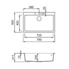 ELLECI - Mosogatótálca Quadra 130 G39 Bianco soft