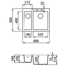   ELLECI - Mosogatótálca Quadra 150 G59 Antracite - Kifutó termék!