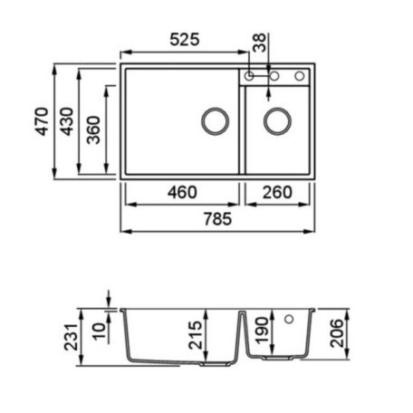 ELLECI - Mosogatótálca Quadra 440 UM G40 Nero munkalap alá szerelhető - Kifutó termék!