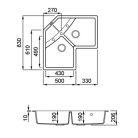 ELLECI - Mosogatótálca Unico CORNER sarok G48 Cemento