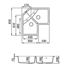 ELLECI - Mosogatótálca Unico CORNER sarok G48 Cemento