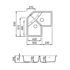 ELLECI - Mosogatótálca Unico CORNER sarok G78 Espresso