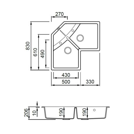 ELLECI - Mosogatótálca Unico CORNER sarok G78 Espresso