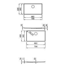   ELLECI - Mosogatótálca medencefenék Essenza 70 K99 Concrete bronz tartozékokkal