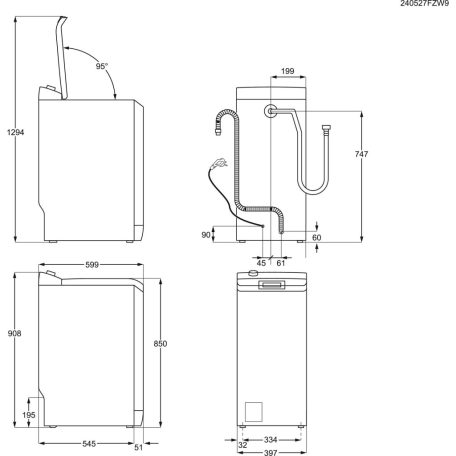 AEG LTR8E363E szabadonálló Felültöltős mosógép, gőzfunkció, ÖKOInverter motor