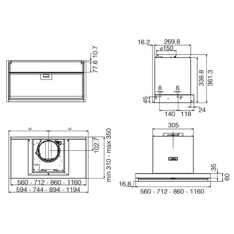 Elica - Páraelszívó BOXIN PLUS IXGL/A/90 + Kenyérpirító 1T20
