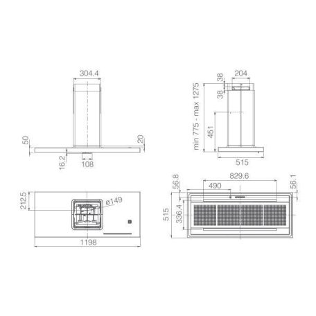 Elica - Páraelszívó BIO ISLAND WH/A/120 ROVERE alu zsírfilter