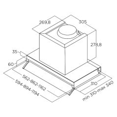   Elica - Páraelszívó BOXIN LX/BL MAT/A/90 + Kenyérpirító 1T20
