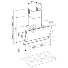   Sirius SIR1000 fali páraelszívó SLTC-93 SKINNY TW 60 cm fekete