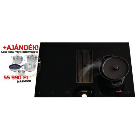 Sirius SIR779sz indukciós főzőlap beépített elszívóval S-DDH6 SYNTHESIS BRUSHLESS + CATA NEW YORK edényszett