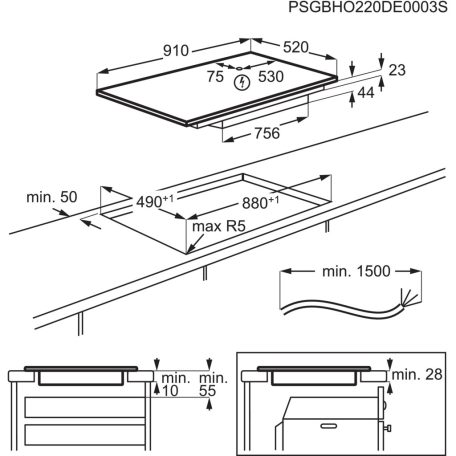 AEG TK95II08FB beépíthető Indukciós főzőlap, Hob2Hood, 90 cm