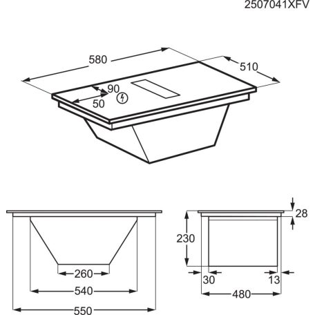 AEG TT64CB00CB beépíthető indukciós főzőlap beépített páraelszívóval, 60 cm